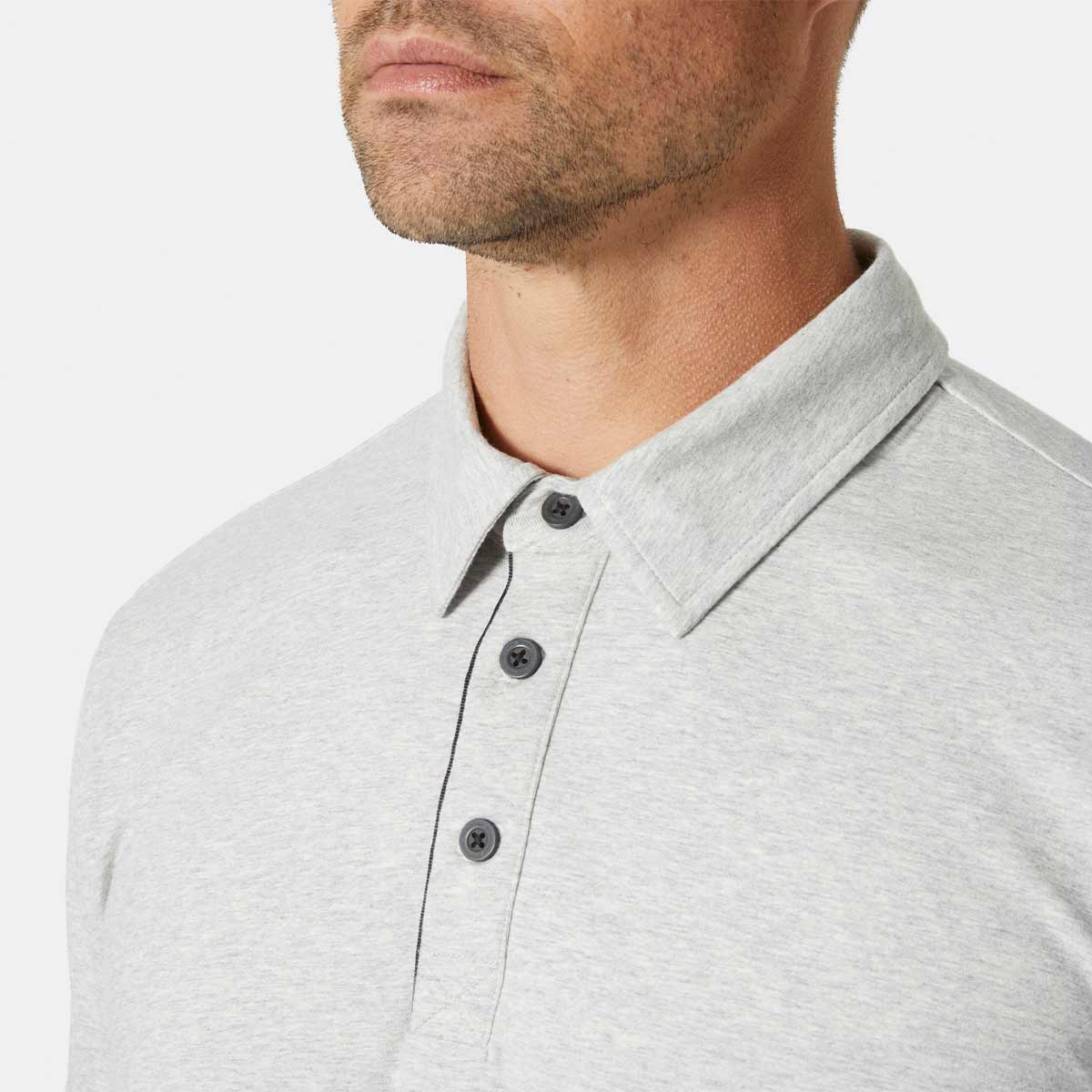 Helly Hansen Evo Polo Shirt - Grey Melange - Collar