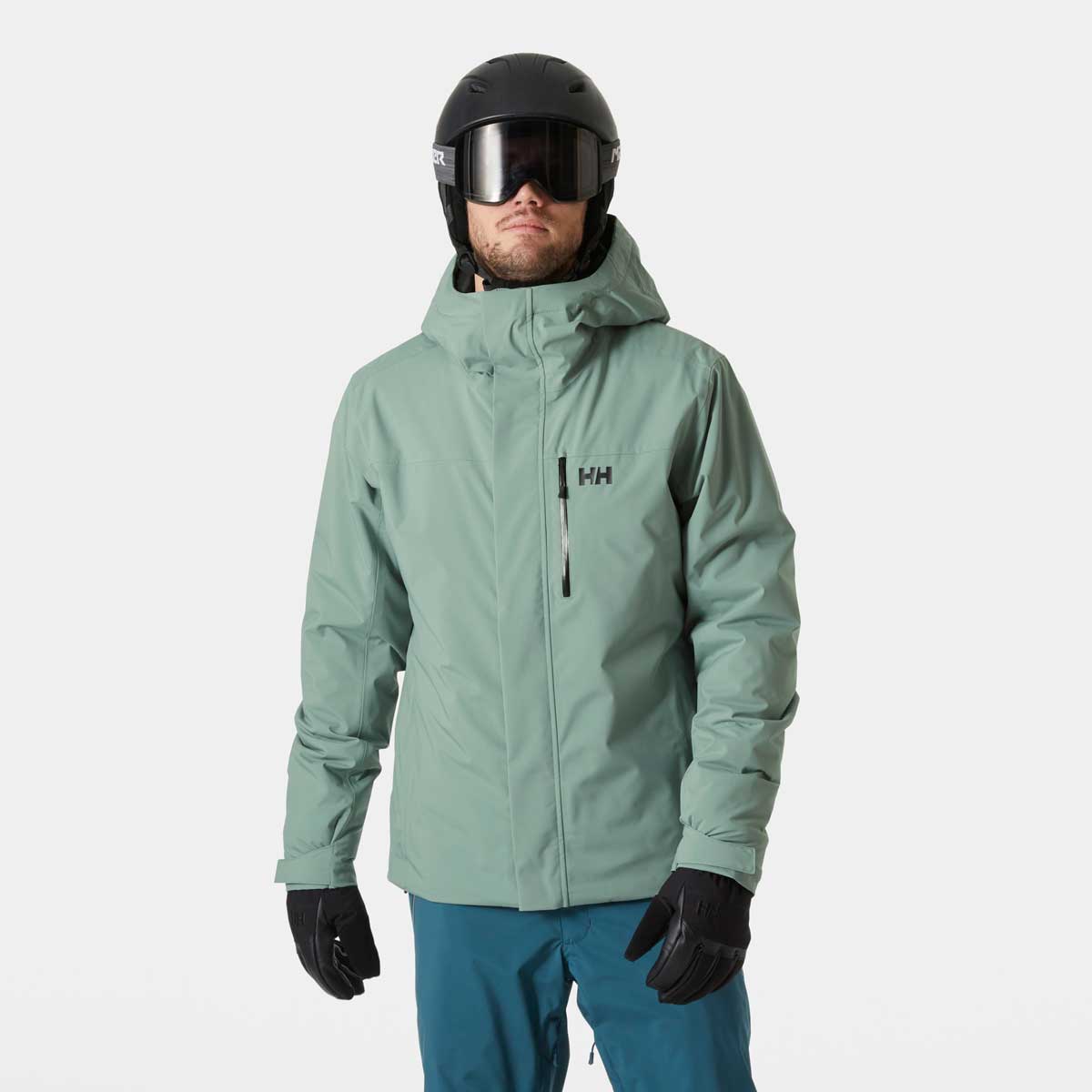 Helly Hansen Men's Panorama Ski Jacket - cactus on model