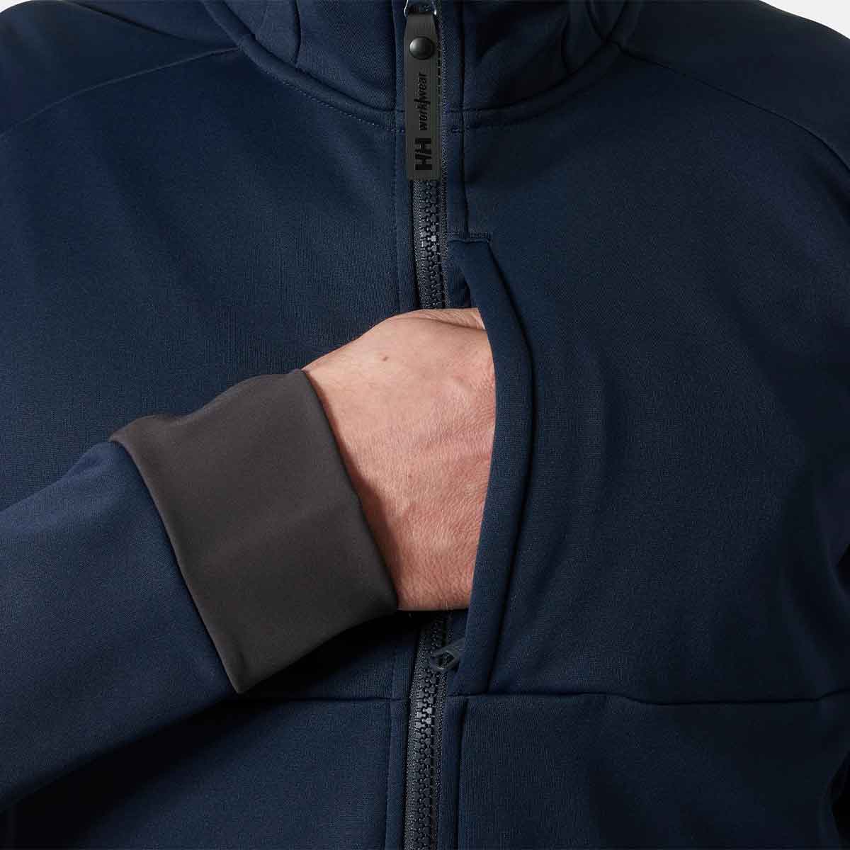 Helly Hansen Tech Hooded Midlayer - Navy - Chest Pocket