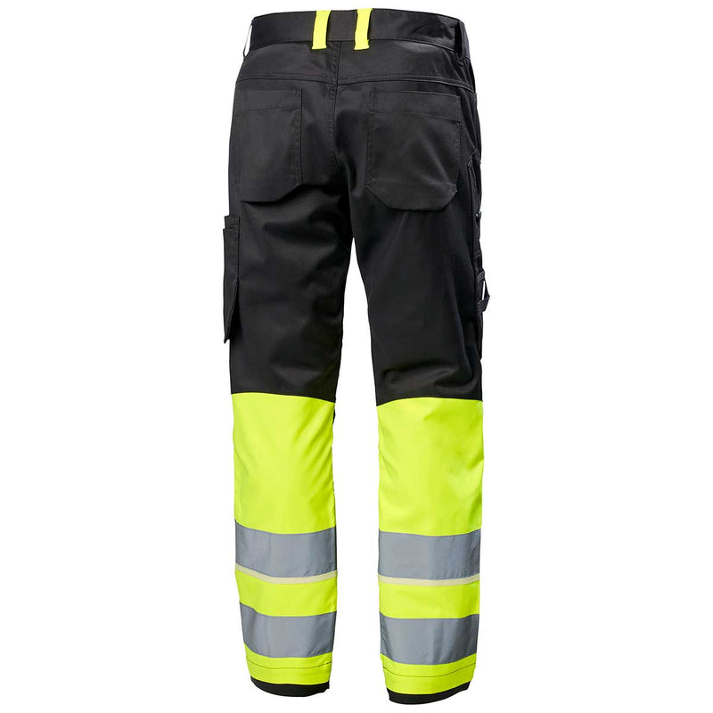 Helly Hansen UC-ME Work Pant Class 1 Hi-Vis Yellow - Ebony Rear