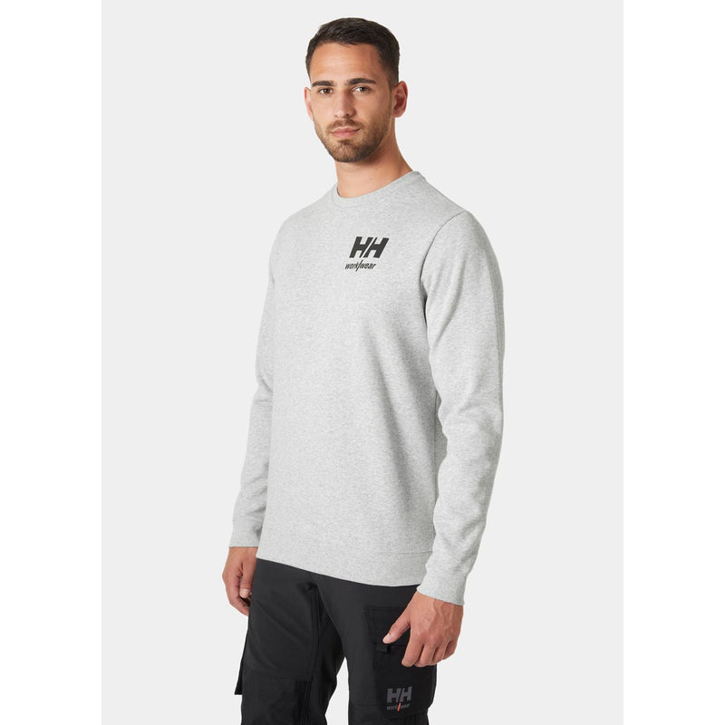 Helly Hansen WW Classic Logo Sweatshirt Light Grey On Model