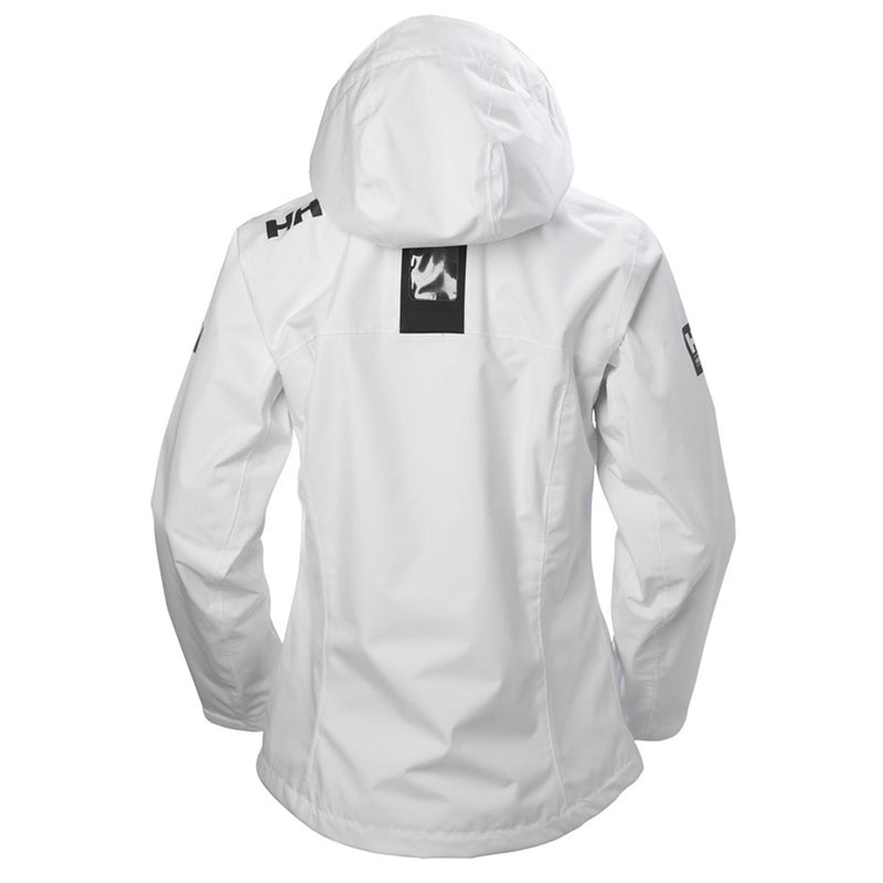 Helly Hansen Womens Crew Hooded Sailing Jacket - White Rear