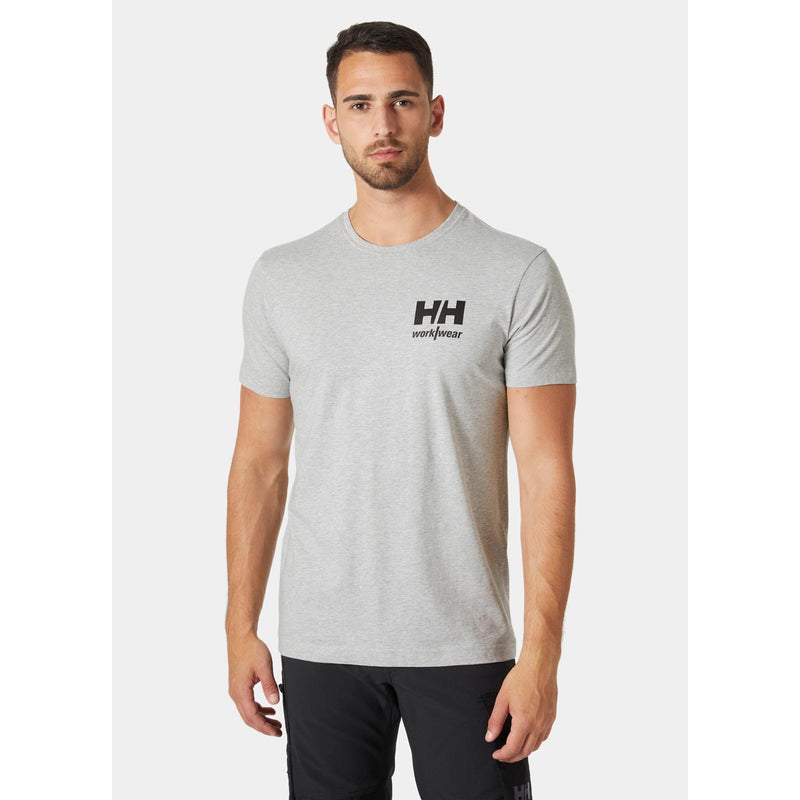 Helly Hansen Work Wear Classic Logo T-Shirt - Light Grey On Model