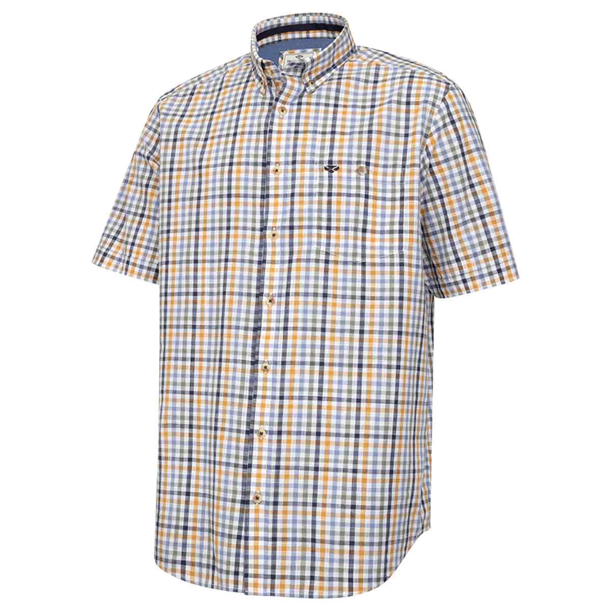 Hoggs of Fife Aberdour Short Sleeve Check Shirt - Blue/Basil/Gold