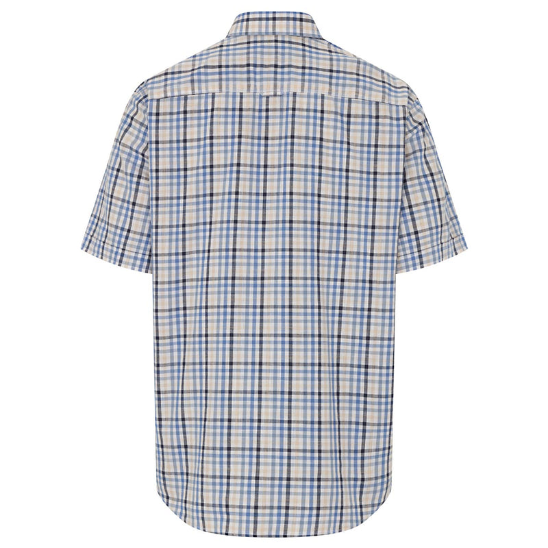 Hoggs of Fife Aberdour Short Sleeve Check Shirt - Blue/Corn Check - Rear
