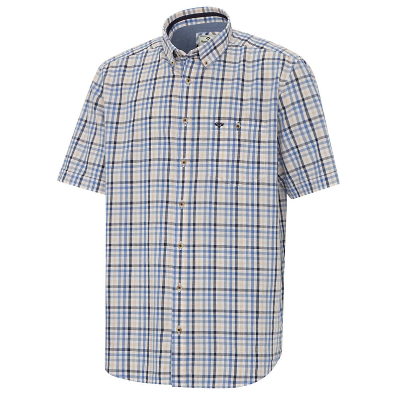 Hoggs of Fife Aberdour Short Sleeve Check Shirt - Blue/Corn Check