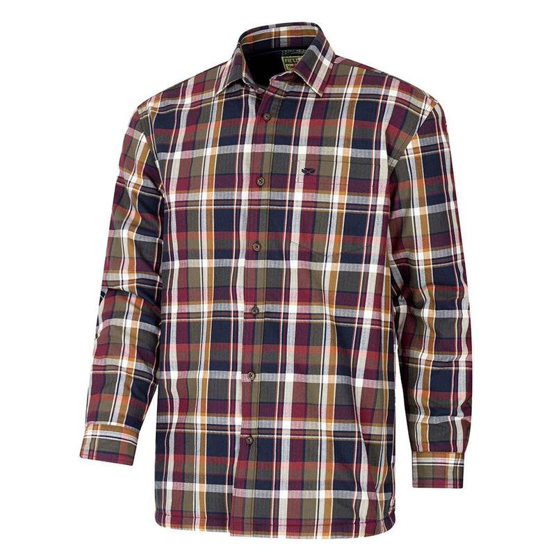    Hoggs-of-Fife-Arran-Micro-Fleece-Lined-100_-Cotton-Shirt-Wine-Olive-Front