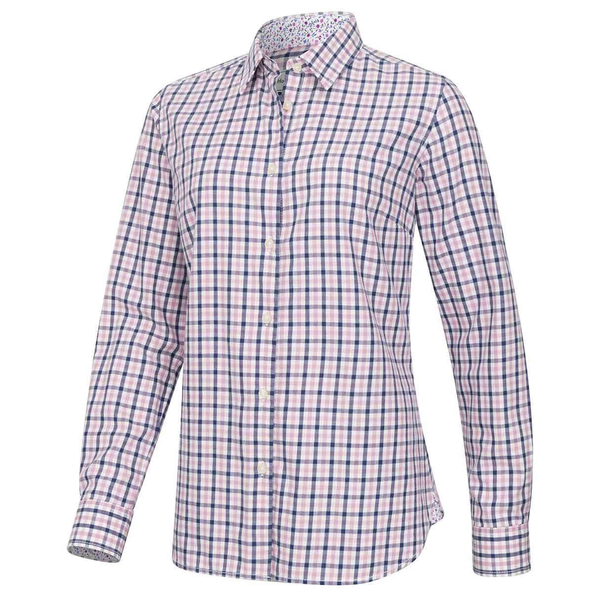 Hoggs of Fife Becky II Ladies Cotton Shirt - Navy/Pink