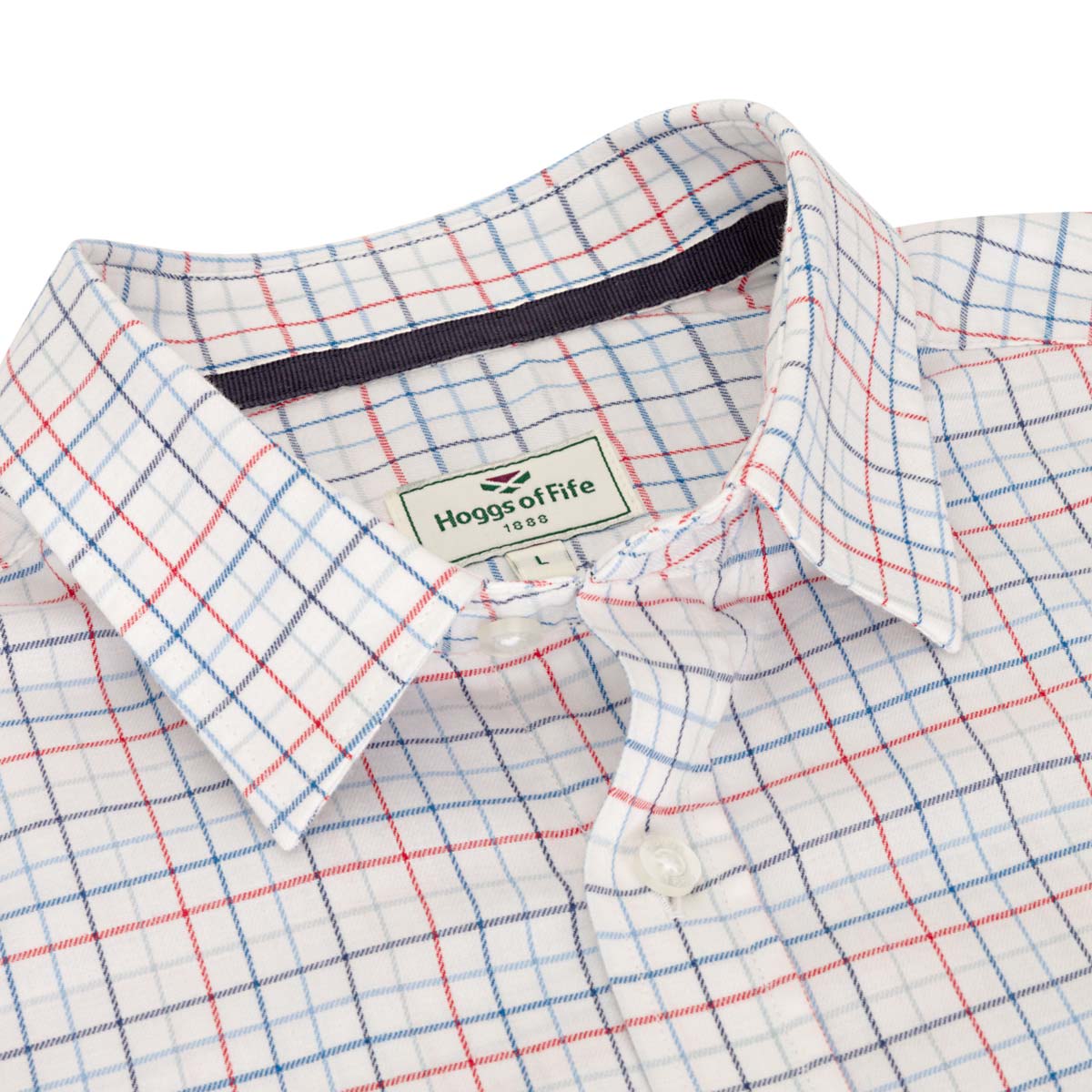 Hoggs of Fife Callum Country Check Shirt - Red Blue - Detail