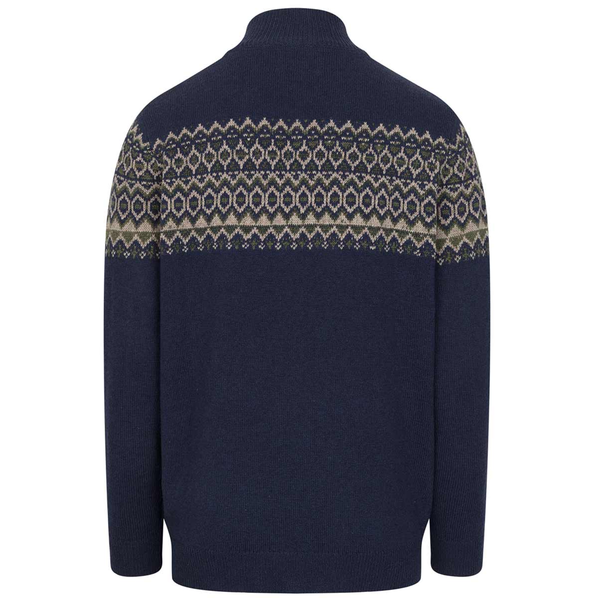 Hoggs of Fife Colonsay Fair Isle Quarter Zip Pullover - Navy - Rear