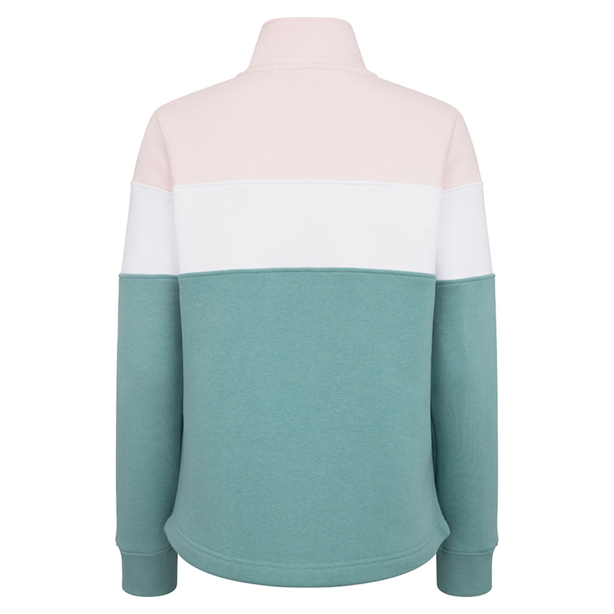 Hoggs of Fife Dumfries 1888 Ladies Quarter Zip Sweatshirt - Mineral Blue/Pink - Rear