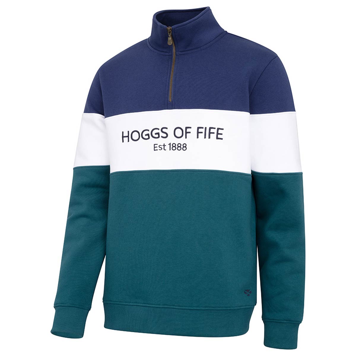 Hoggs of Fife Dumfries 1888 Quarter Zip Sweatshirt - Nordic Blue/Meditteranea