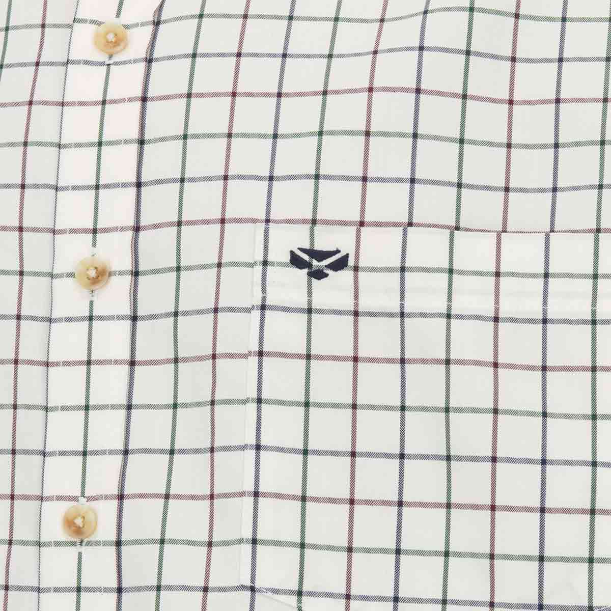 Hoggs of Fife Fenwick Tattersall Shirt - Navy/Green/Wine - Detail
