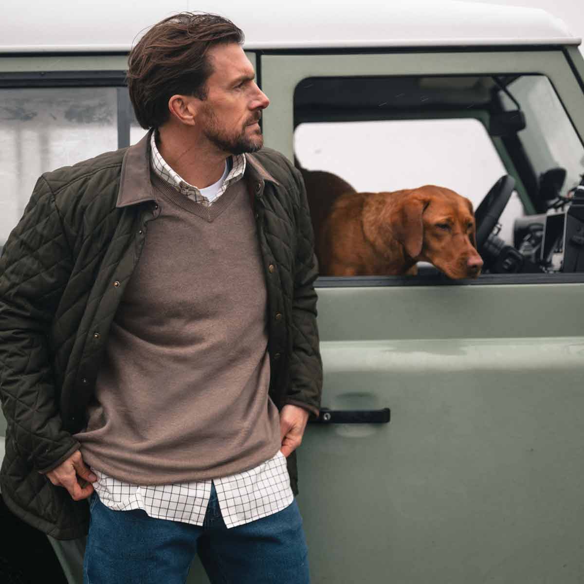 Hoggs of Fife Fenwick Tattersall Shirt - Navy/Green/Wine- Model