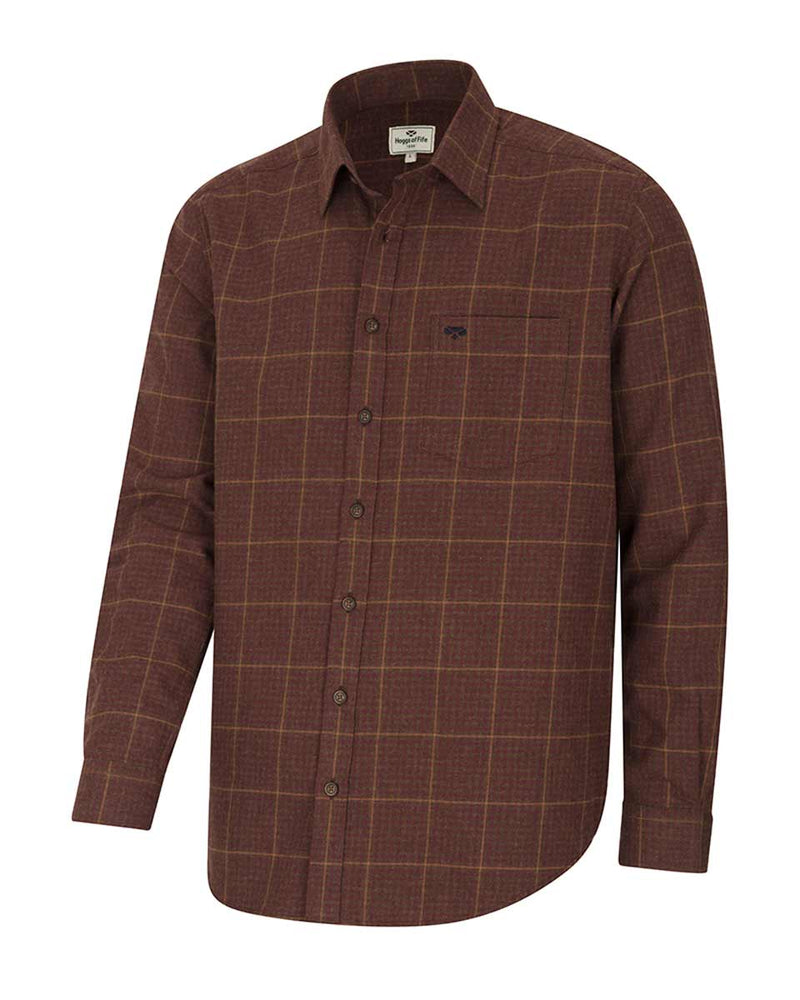 Hoggs-of-Fife-Harris-Cotton-Wool-Twill-Check-Shirt-Rust-Front