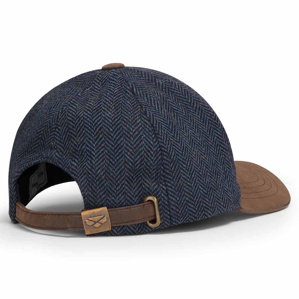 Hoggs of Fife Herringbone Tweed Baseball Cap - Blue - Rear