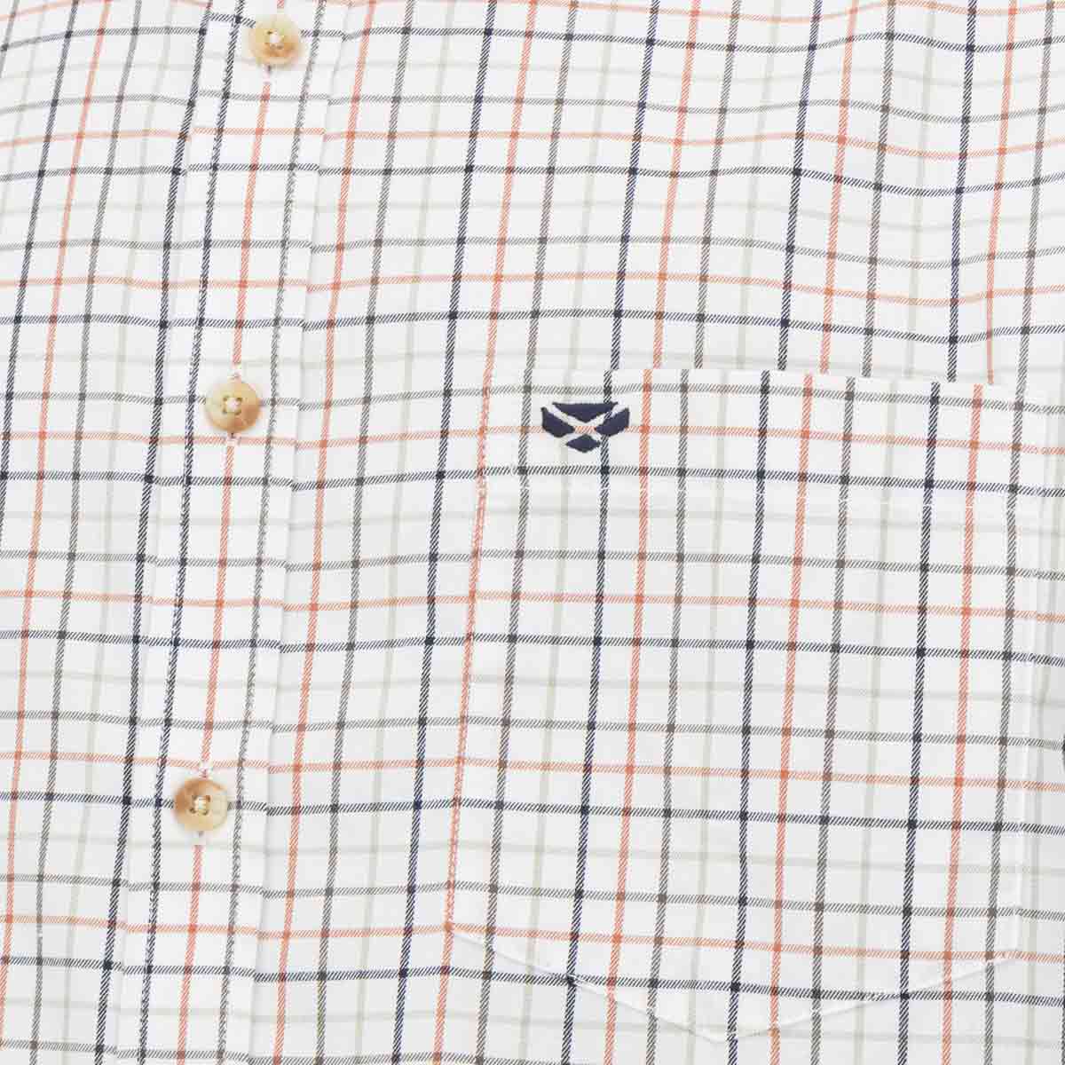 Hoggs of Fife Inverness Cotton Tattersall Shirt - Navy/Rust - Detail