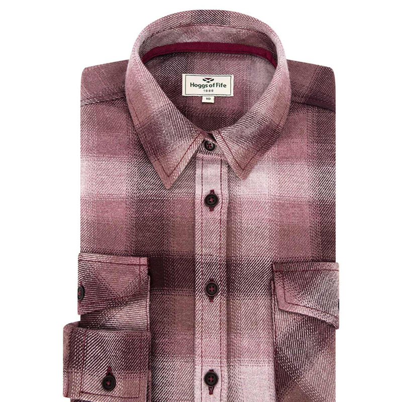       Hoggs-of-Fife-Isla-Flannel-Check-Shirt-Folded-Burgundy