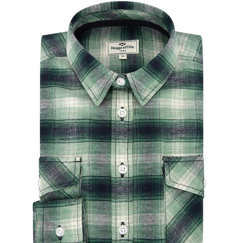 Hoggs-of-Fife-Isla-Flannel-Check-Shirt-Green-Folded