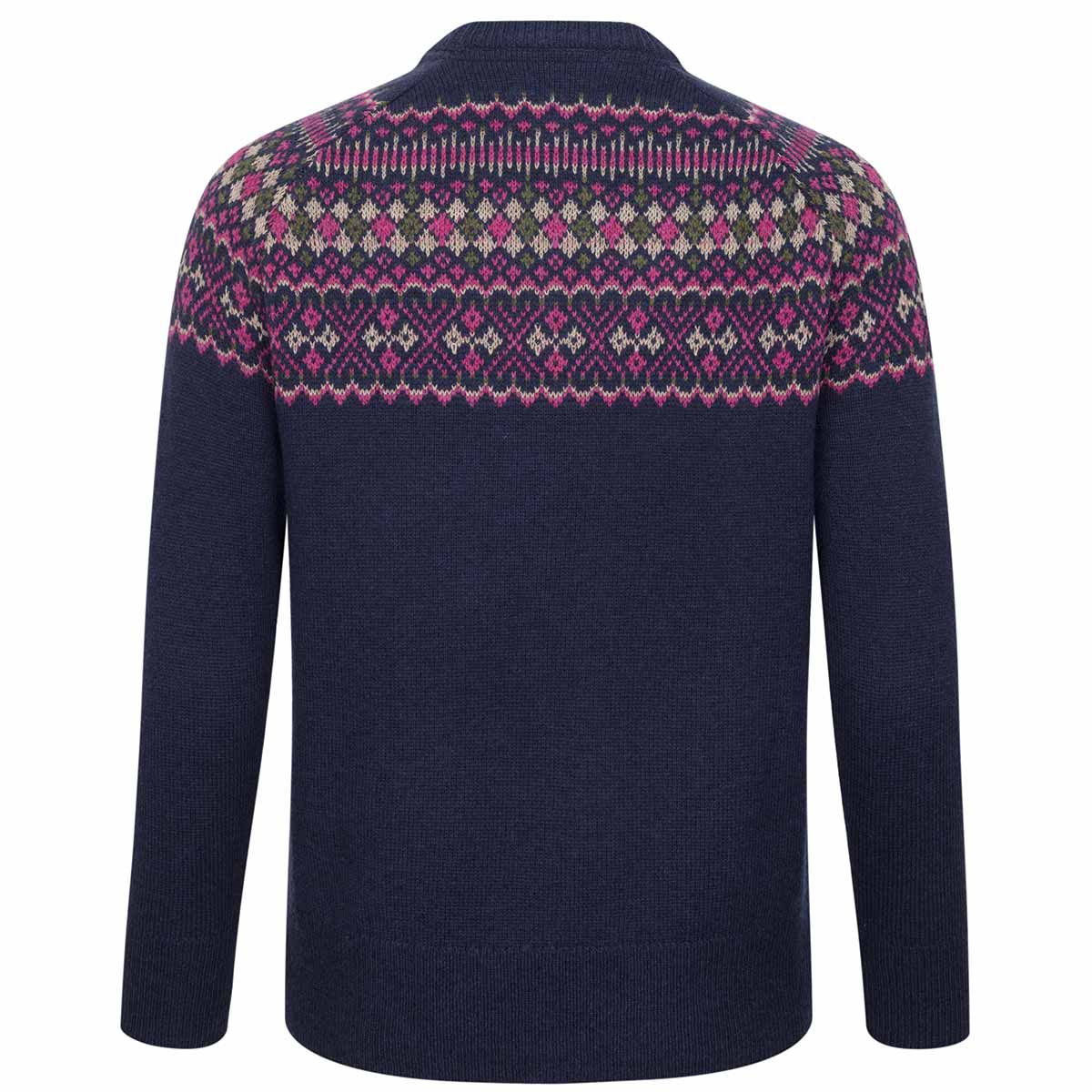Hoggs of Fife Jura Ladies Fair Isle Crew Neck Pullover - Rear