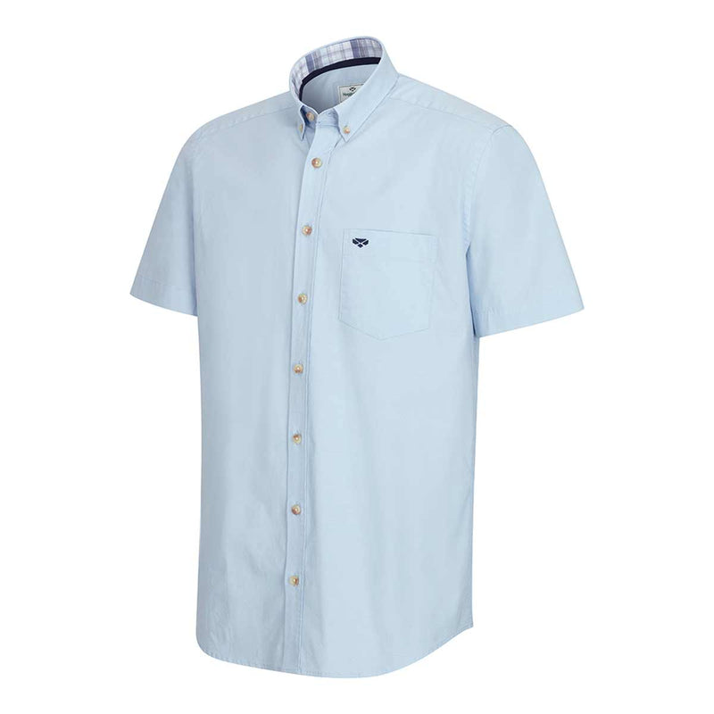 Hoggs-of-Fife-Tolsta-SS-Cotton-Stretch-Plain-Shirt-Blue-Front