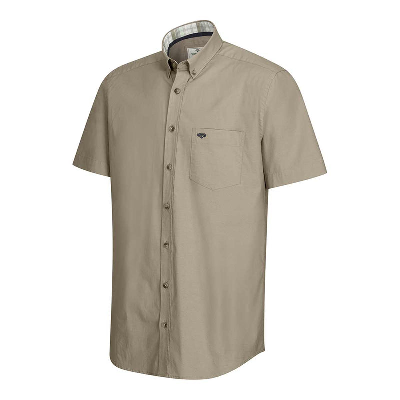 Hoggs-of-Fife-Tolsta-SS-Cotton-Stretch-Plain-Shirt-Olive-Front