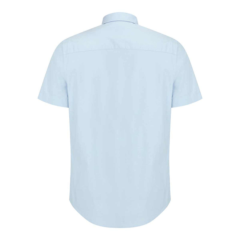 Hoggs-of-Fife-Tolsta-SS-Cotton-Stretch-Plain-Shirt-Rear-Blue