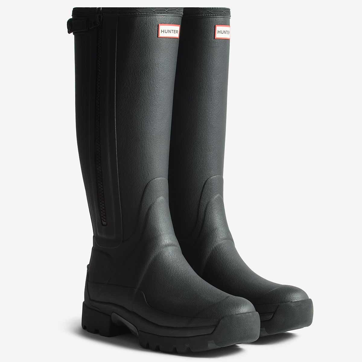 Hunter Men's Balmoral Tall Zip Up Neo Lined Tech Wellington Boots - Black