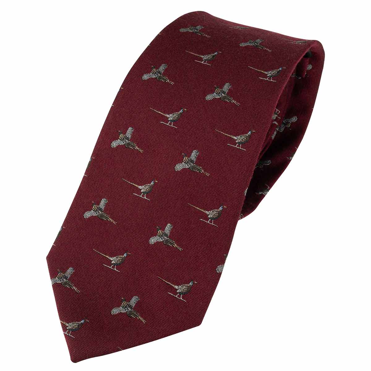 Jack Pyke Silk Pheasant Tie Burgundy
