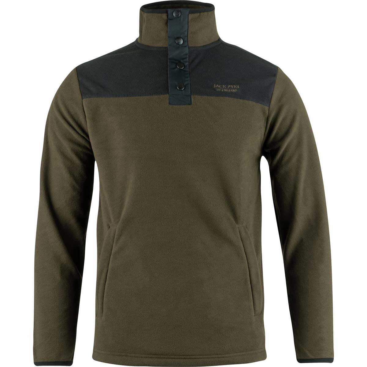 Jack Pyke Snap Neck Fleece Top - Dark Olive - Front