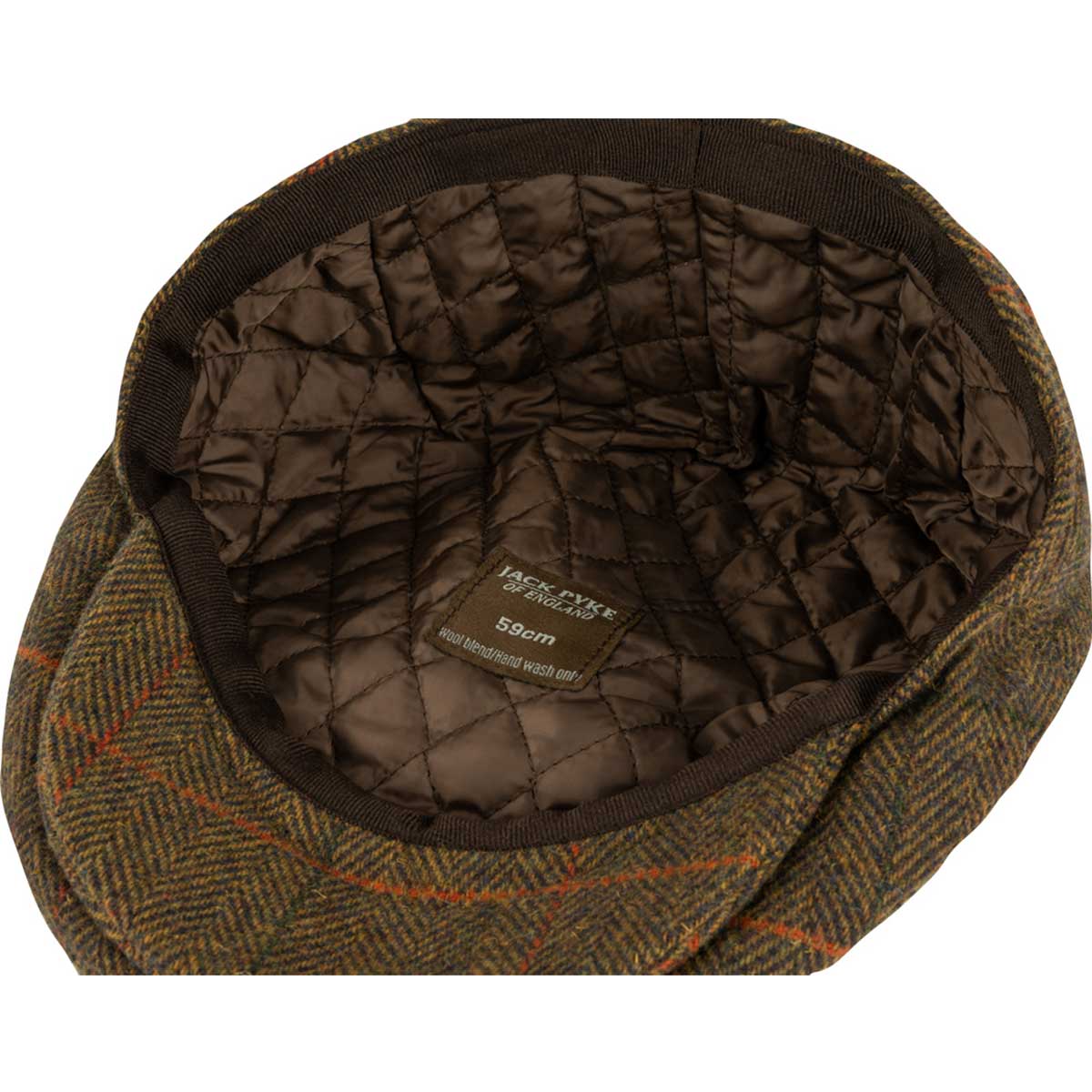 Jack Pyke Wool Blend Flat Cap - brown lining