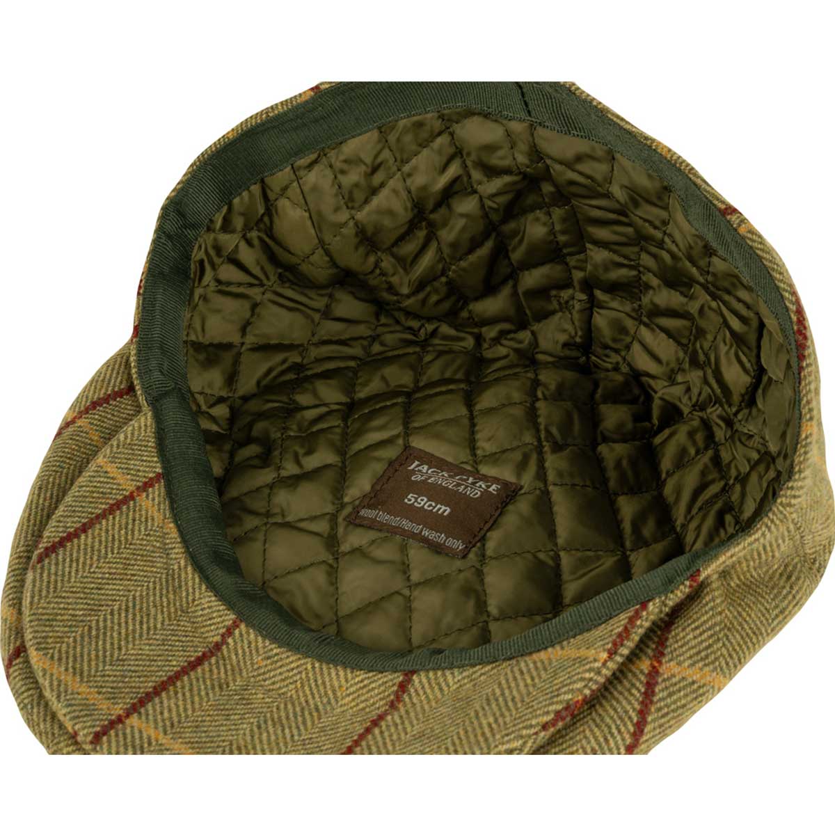 Jack Pyke Wool Blend Flat Cap - green lining