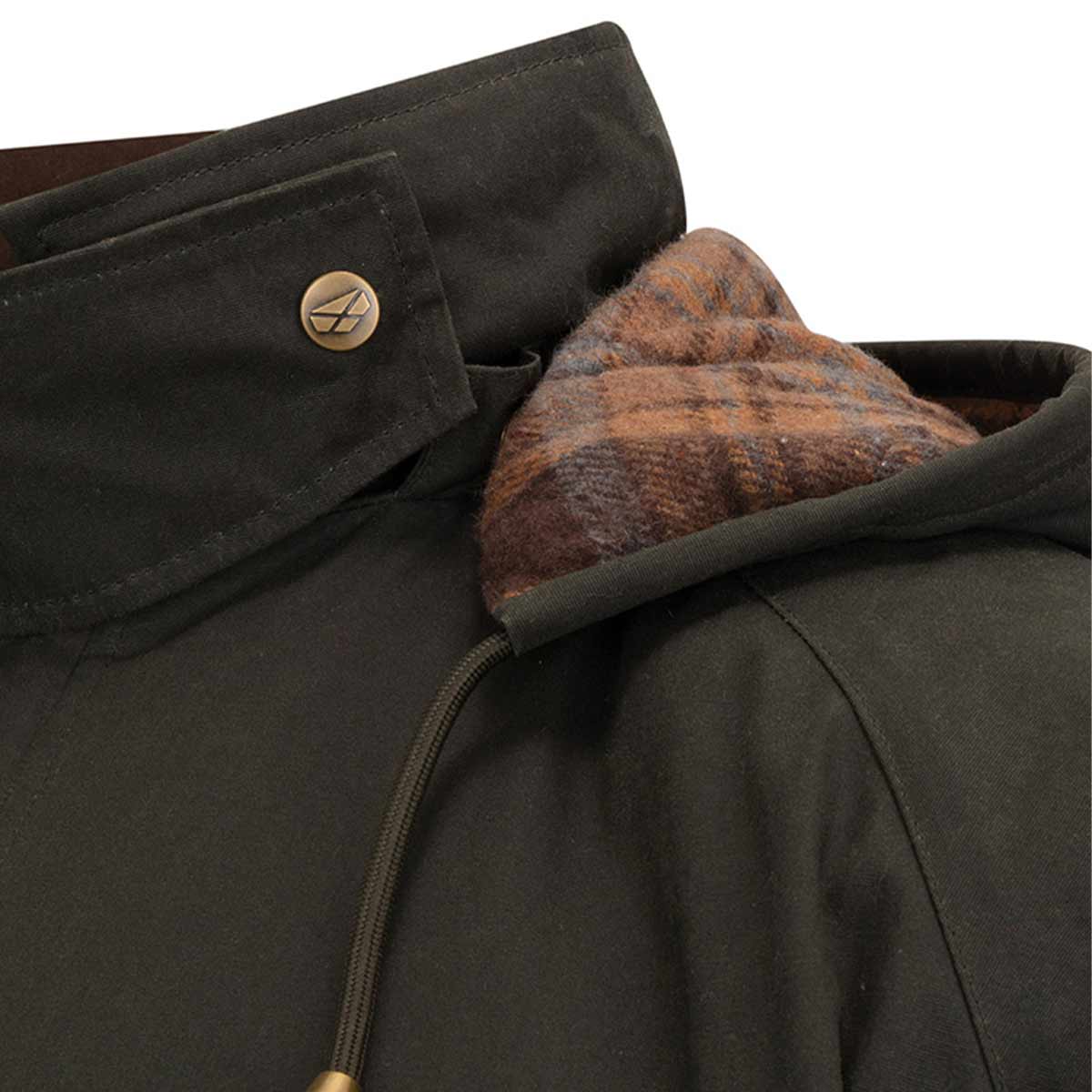 Hoggs of Fife Kelso Waterproof Padded Waxed Jacket - Mens - Hood Detail