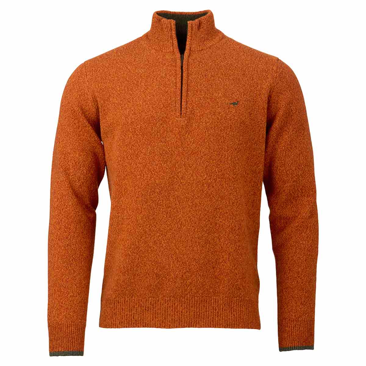 Laksen Brompton Lambswool Zip Neck Pullover - Terra