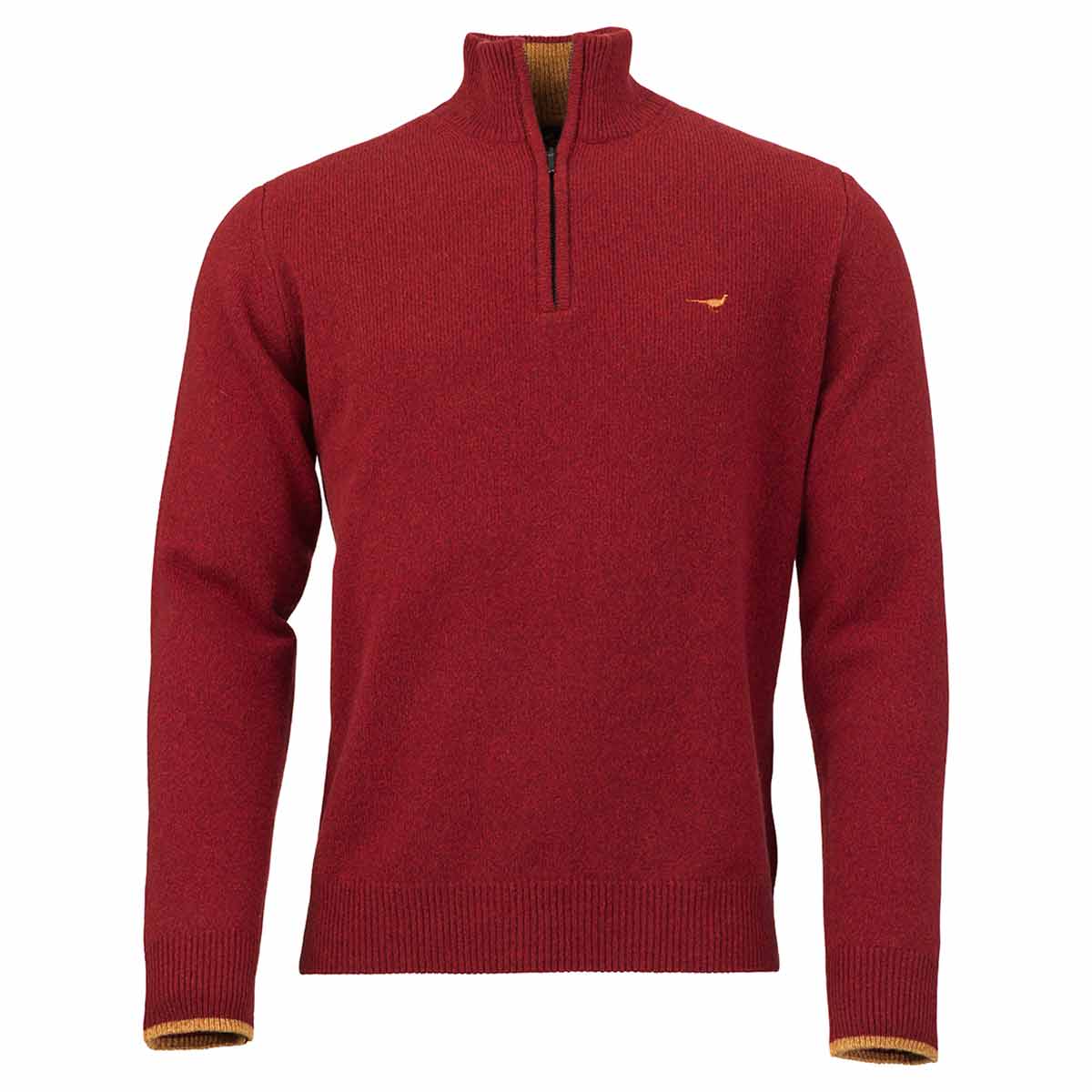 Laksen Brompton Lambswool Zip Neck Pullover - Wine
