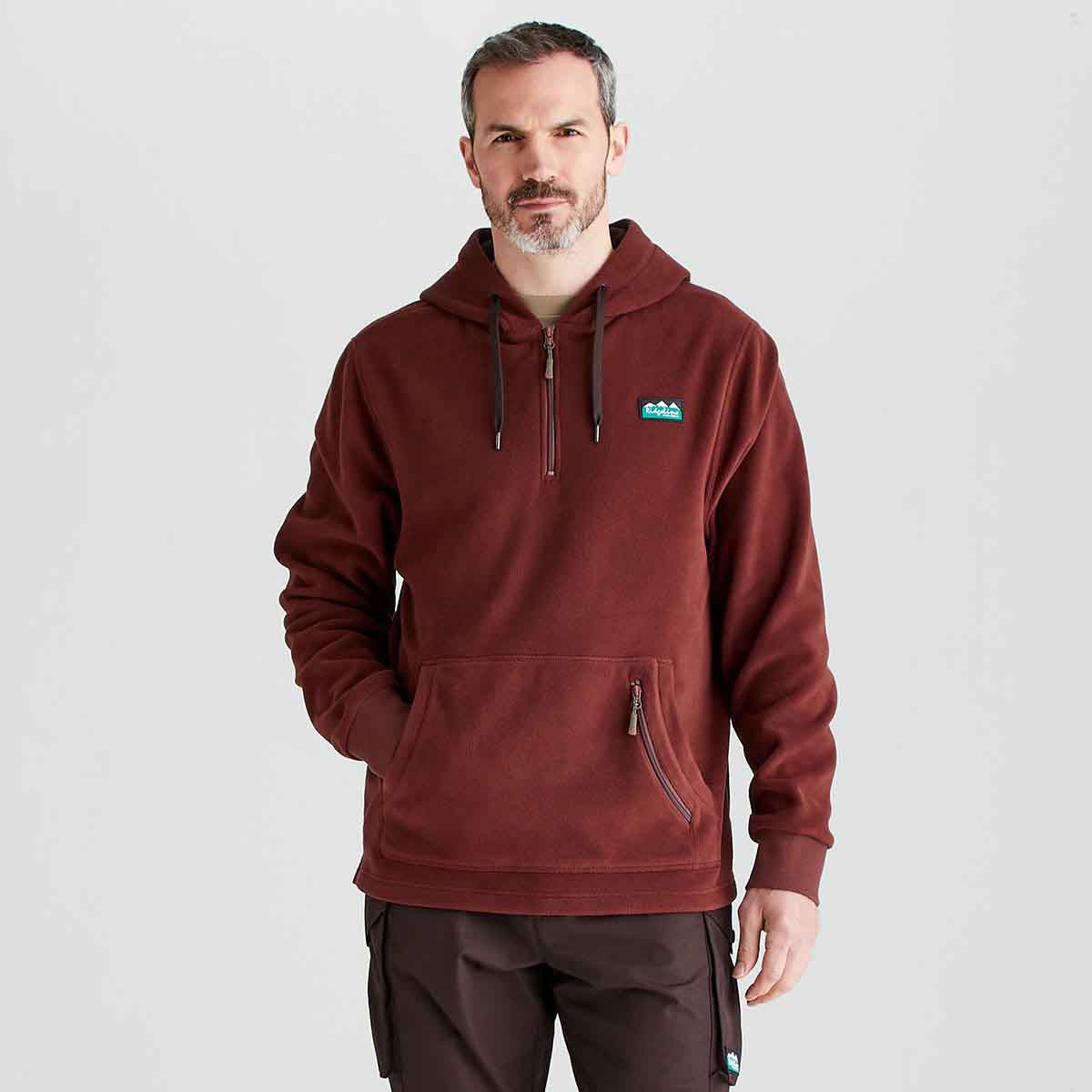 Ridgeline Ballistic Men's Fleece Hoodie - Oxblood - On Model