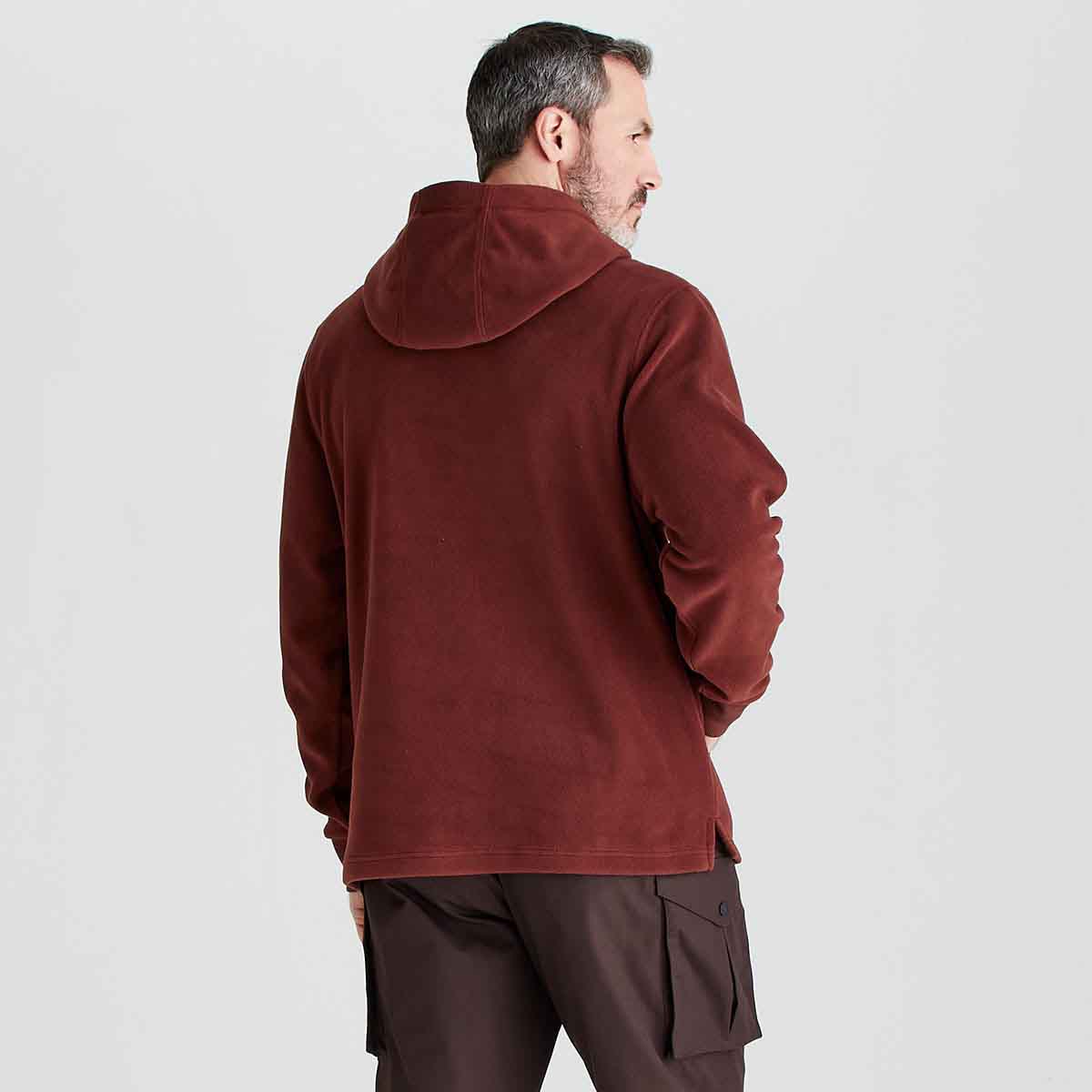 Ridgeline Ballistic Men's Fleece Hoodie - Oxblood - On Model - Rear
