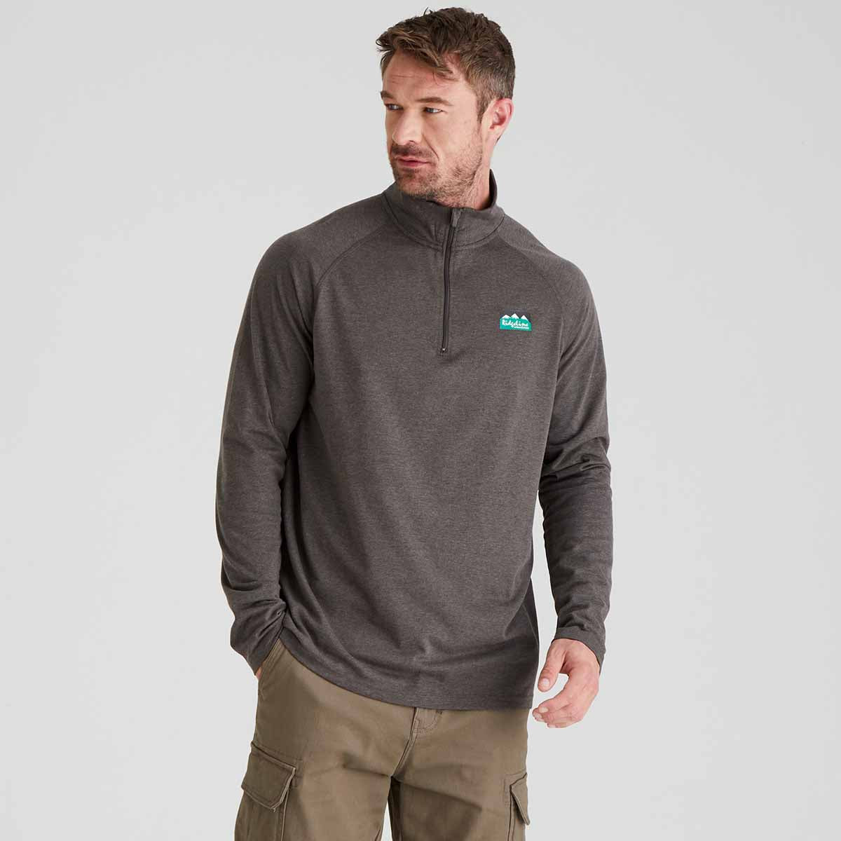 Ridgeline Baseline Pull-On Zip Top - Light Bark Marl 