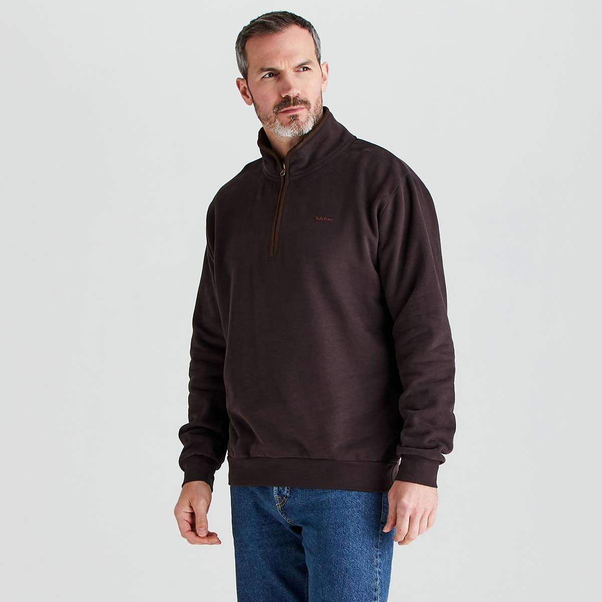 Ridgeline Brancaster Zip Top - Deep Bark - Side