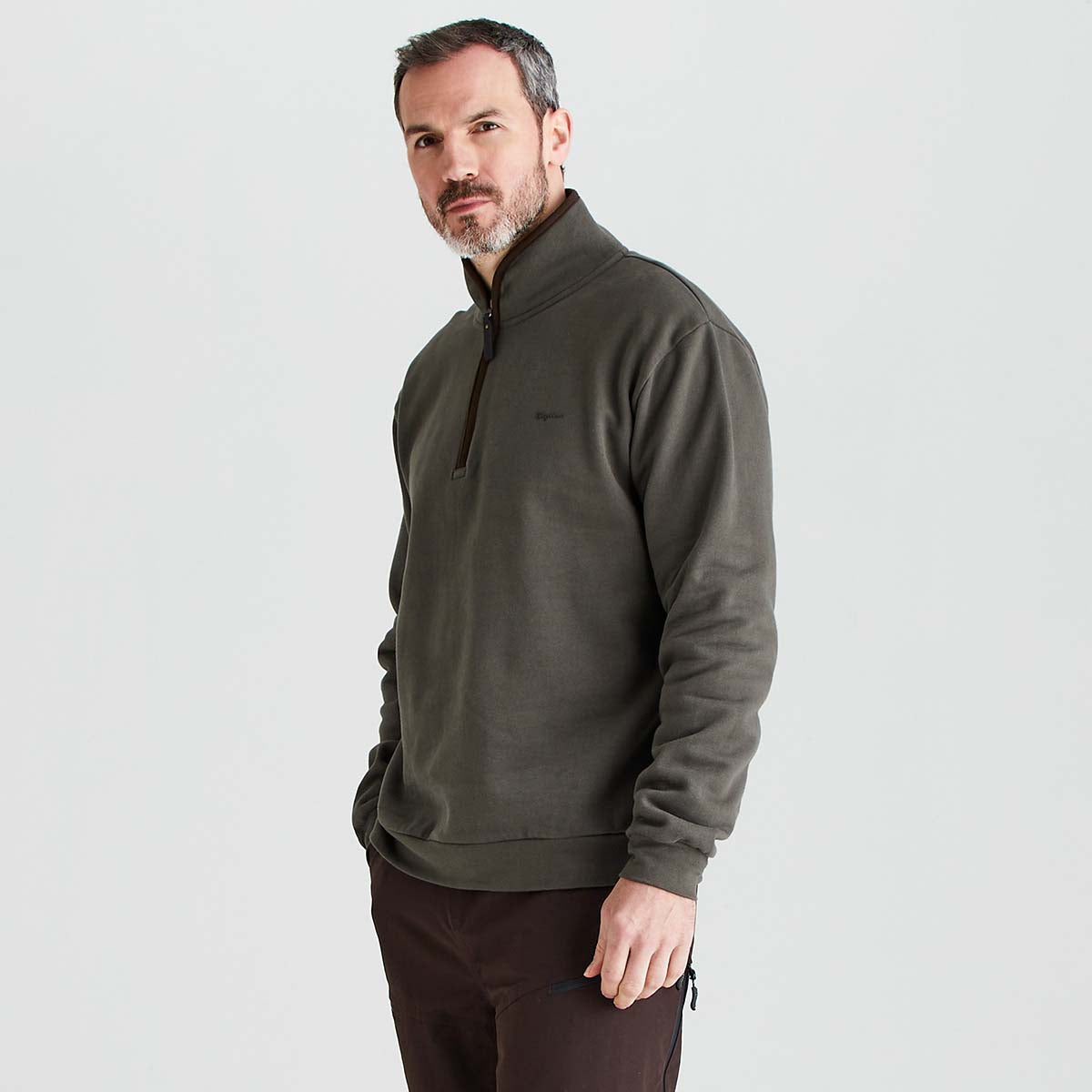 Ridgeline Brancaster Zip Top - Moss- Side