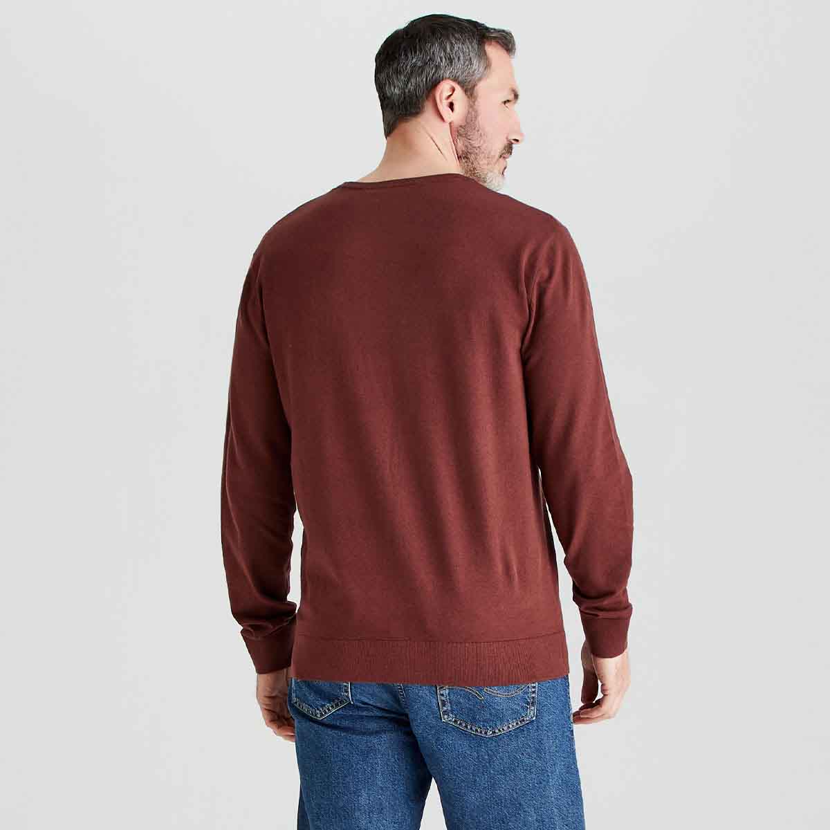 Ridgeline Men's Hartland Crew Neck Jumper - Oxblood - On Model Rear