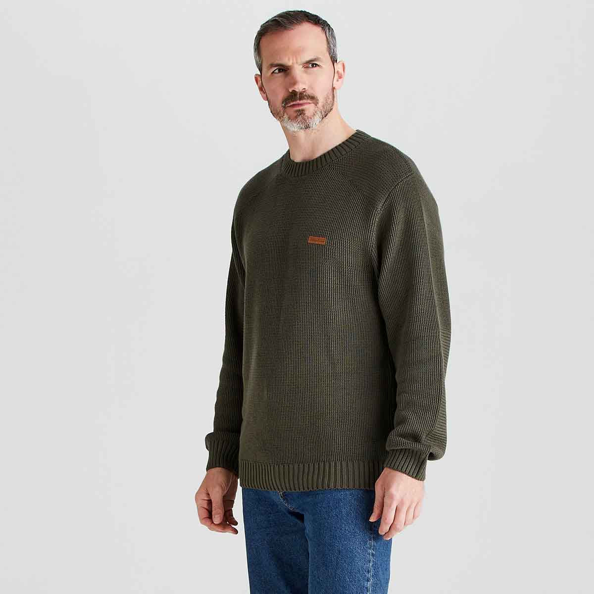 Ridgeline Men's Journeyman Jumper - Moss - On Model Side View
