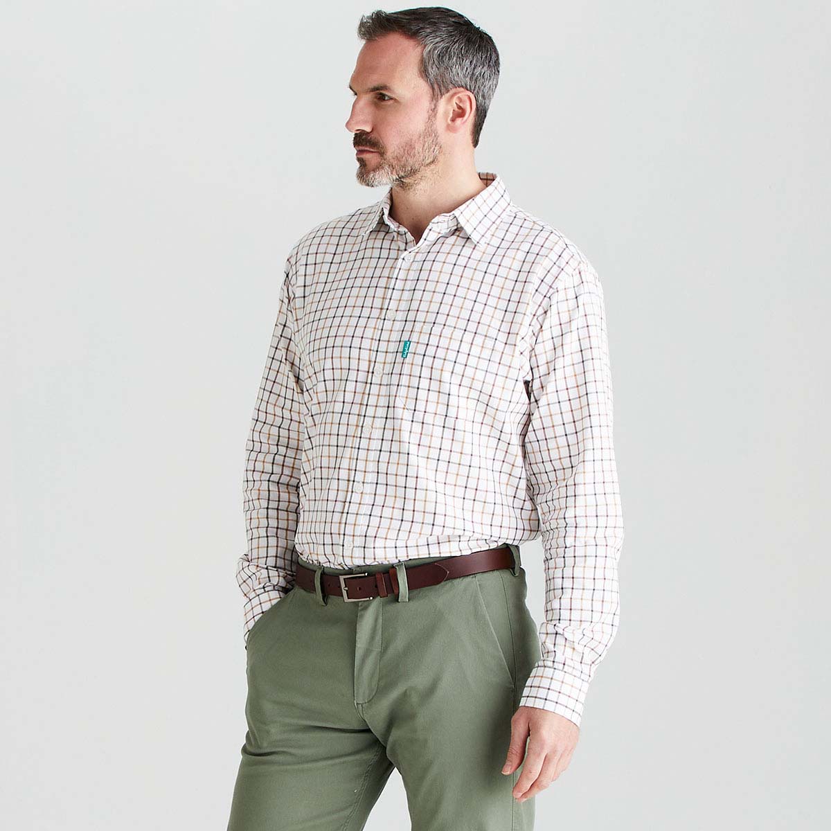 Ridgeline Sedgebrook Men's Checked Shirt - Sienna/Nutmeg/Moss - Side