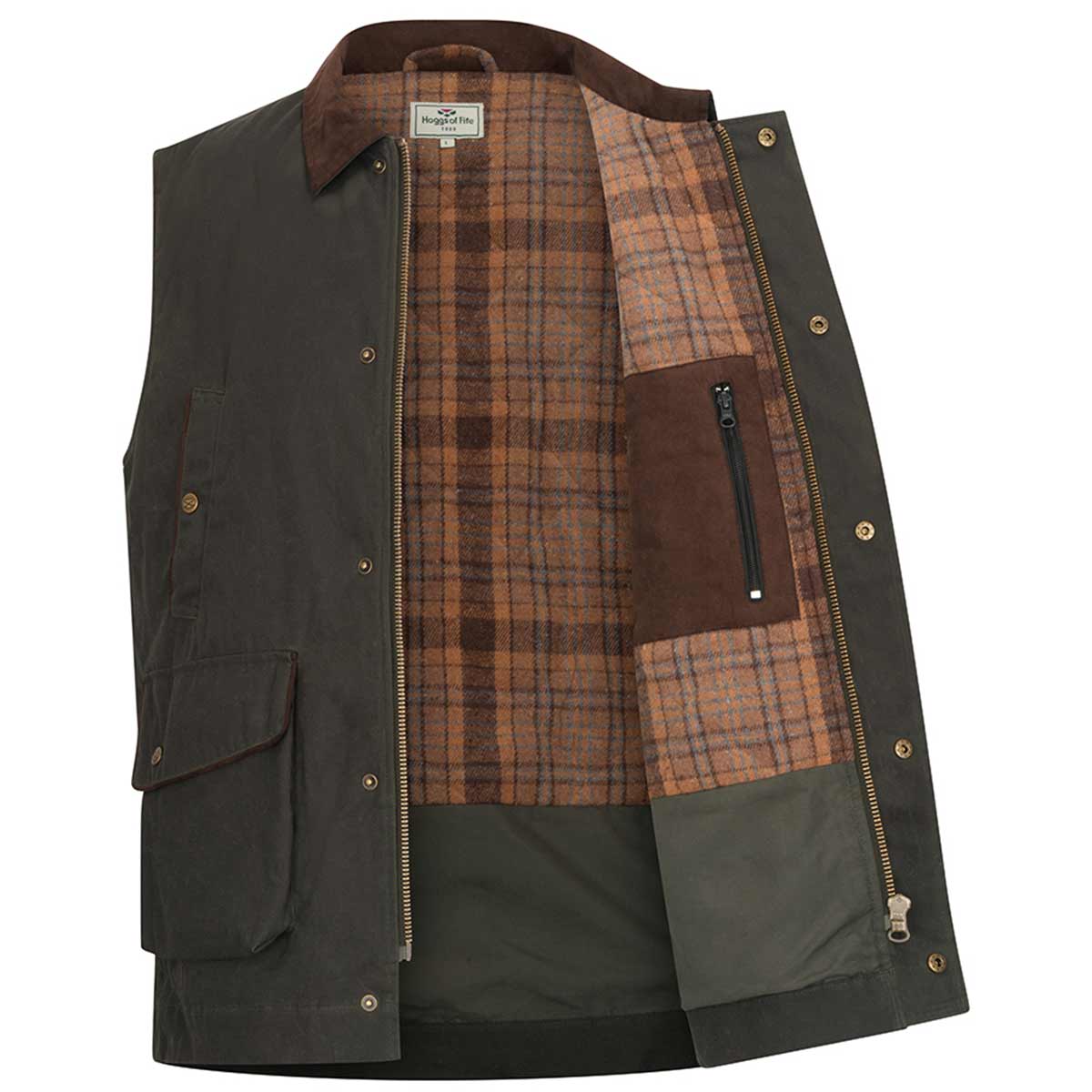 Hoggs of FIfe Maxton Padded Waxed Cotton Gilet - Mens - Inside