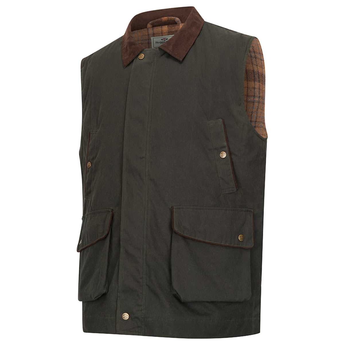 Hoggs of FIfe Maxton Padded Waxed Cotton Gilet - Mens - Front