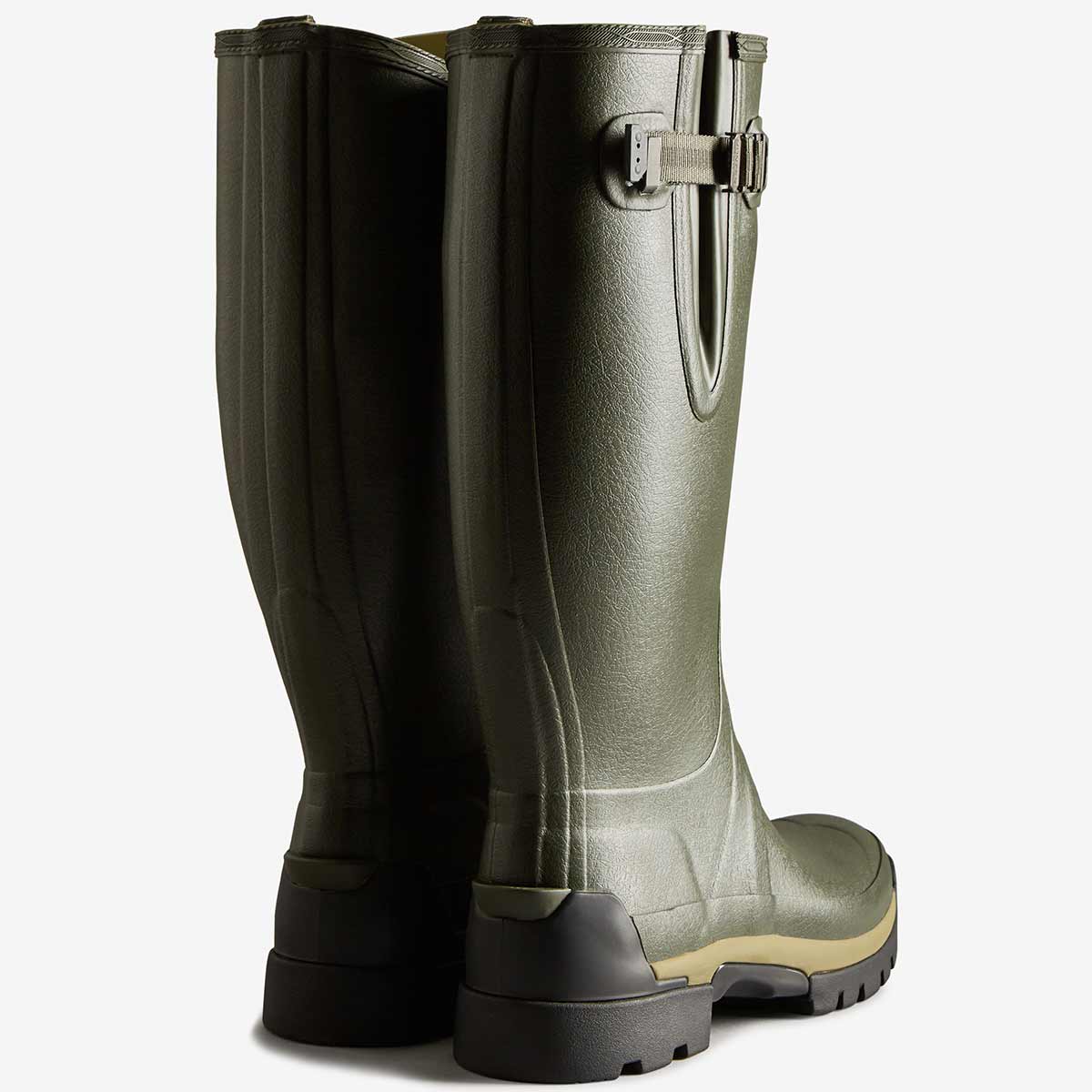 Hunter Men's Balmoral Adjustable 3mm Neoprene Wellington Boots - Dark Olive - Rear