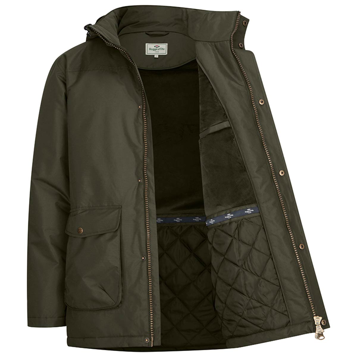 Hoggs of Fife Mens Walker Waterproof Coat - Fern Green - Inside 