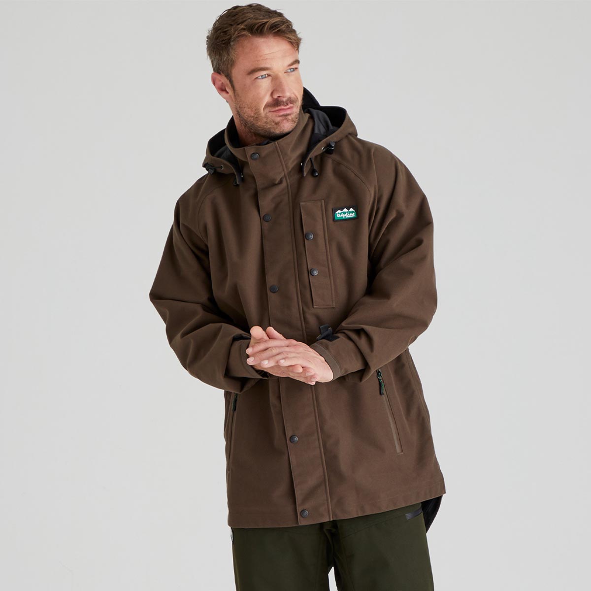 Ridgeline Men;s Monsoon Classic Jacket - Bark - Front