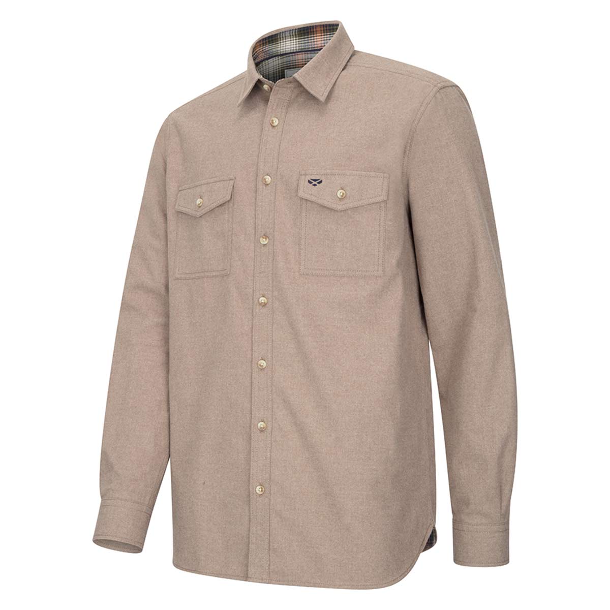Hoggs of Fife Moy Moleskin Shirt - Oatmeal - Mens - Front