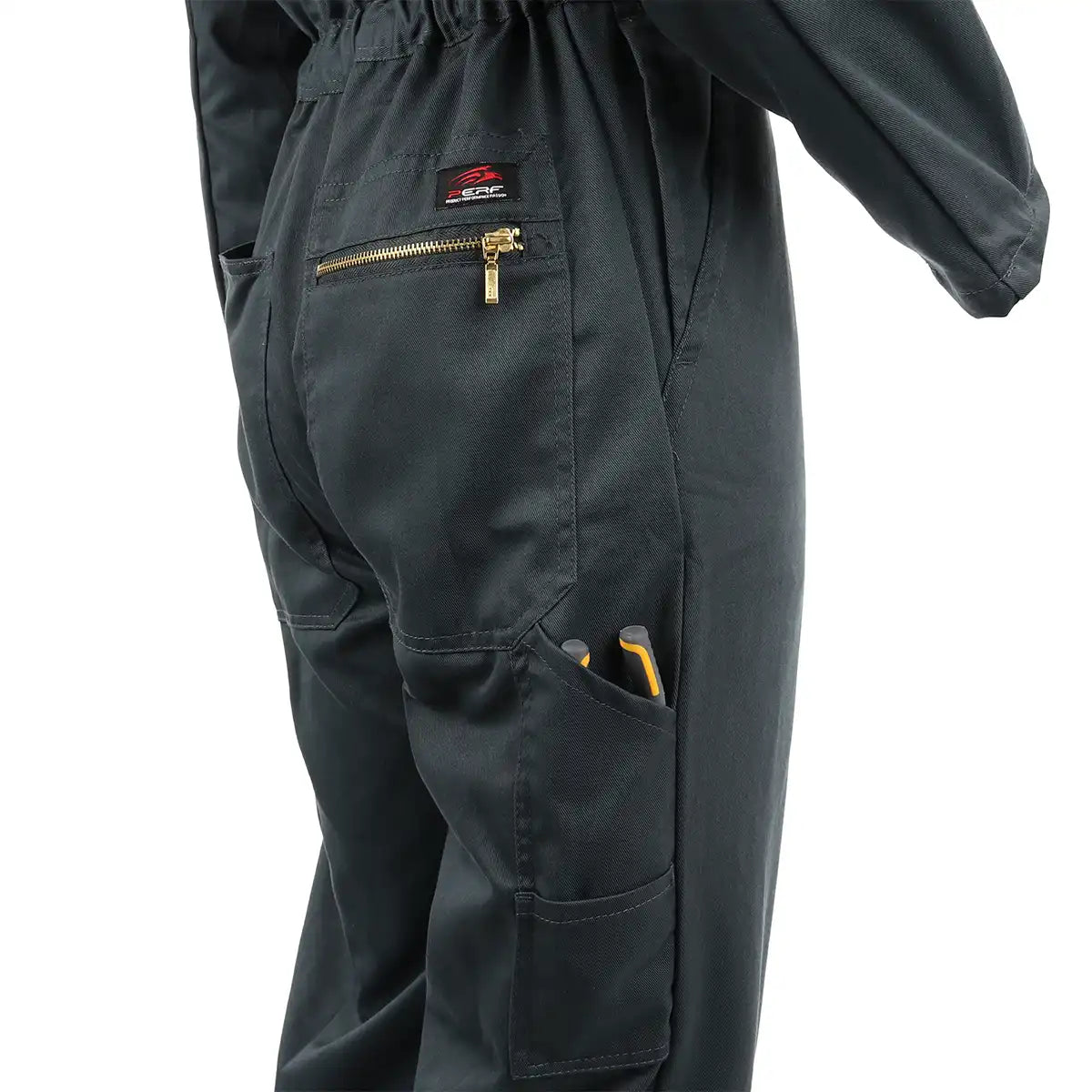 Perf Cleveland Zip Coveralls - Rear - Pockets - Zips - Green